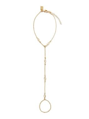 Crystal Haze Gold Hand Chain Bracelet with Clear Marquise Accents